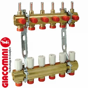 Коллекторная группа Giacomini 1"x18/2,0 - 6 выходов (с расходомерами)