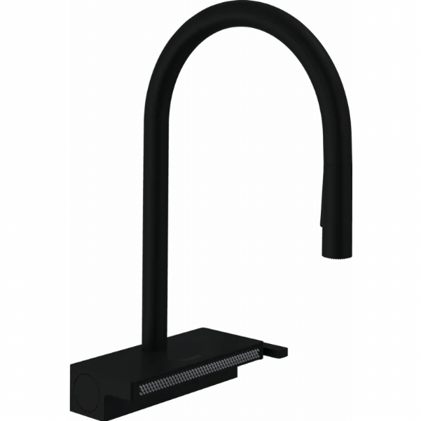 Смеситель Hansgrohe Aquno Select M81 для кухонной мойки с выдвижным душем, черный матовый 73831670