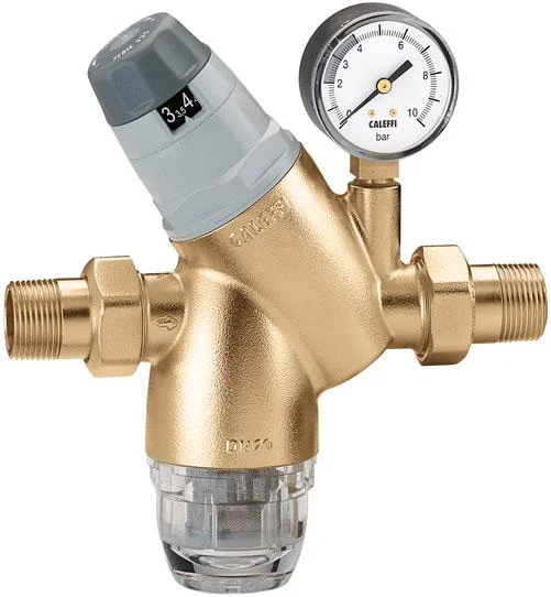 Редуктор тиску CALEFFI Ø 1/2" зі шкалою, з фільтром, з манометром