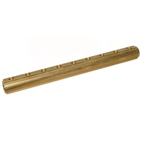 Коллекторная балка латунная Bianchi Ø 1"×1/2" - 9 контуров, I=50 мм (с отверстием под спускник воздуха 3/8")