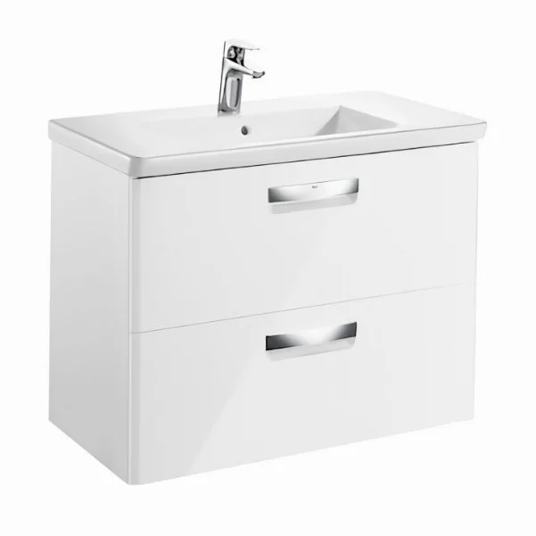 Тумба ROCA GAP 800x440x645 мм с раковиной, 2 выдв.ящика, белый глянец