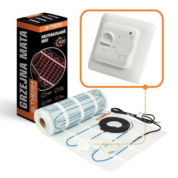 Комплект тепла підлога Therm FEP-200 - 6,0 м² (з білим механічним терморегулятором)