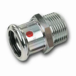 Муфта прес оцинковка SANHA Therm Press Ø 18×3/4" з зовнішньою різьбою (код. 24243g)