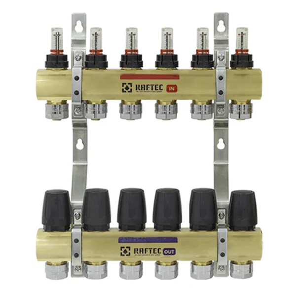 Колекторний блок Raftec Gold Ø 1"×3/4" EK - 6 контуров