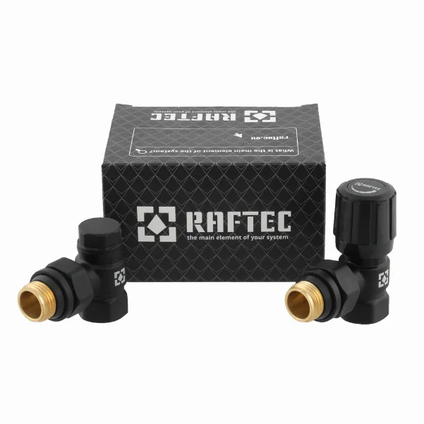 Комплект для підключення радіатора кутовий Raftec BLACK 1/2" DKU11-B