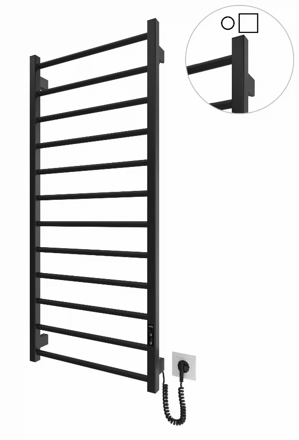 Електрична рушникосушарка HF Leeds 1170x530 чорний мат
