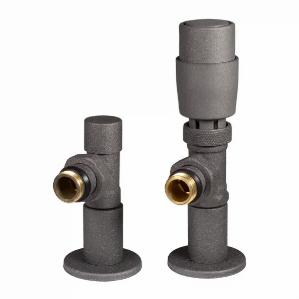 Дизайн краны радиаторные Ideale с термоголовкой 1/2”x1/2” ВН антрацит угловые