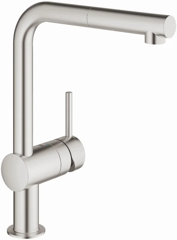 Змішувач для кухні Grohe Vento, довж.виливу - 223мм, поворотний/витяжний, 1важіль, супер сталь