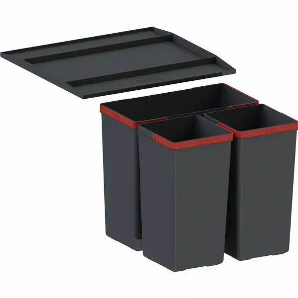 Сортер для мусора Franke Easysort 450-1-2, 2 шт. x 14.5 л, кришка, чорный пластик