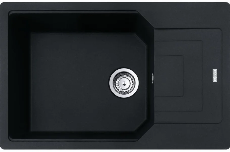 Кухонная мойка Franke Urban, фрагранит, прямоугольник, с крылом, 780х500х220мм, чаша - 1, врезная, реверсивная, UBG 611-78 XL, чёрный матовый