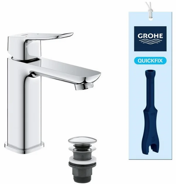 Змішувач для раковини Grohe QuickFix Dice ColdStart M-розміру, довж. виливу - 116мм, неповоротний, 1 важіль, хром