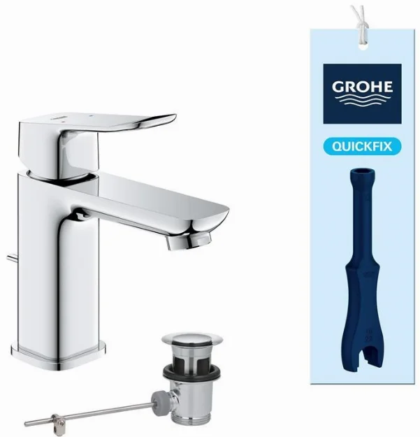 Змішувач для раковини Grohe QuickFix Dice S-розміру, довж. виливу - 106мм, неповоротний, 1 важіль, хром