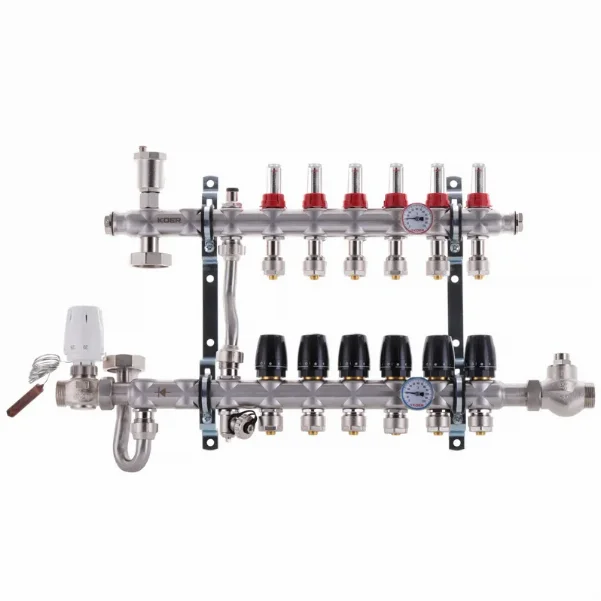 Колектор зі змішувальним вузлом Koer KR.S1011 Ø 1"×3/4" EK - 6 контурів