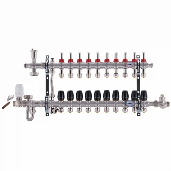 Коллектор со смесительным узлом Koer KR.S1011 Ø 1"×3/4" EK - 10 контуров