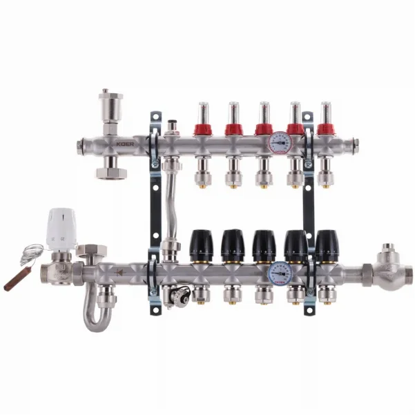 Колектор зі змішувальним вузлом Koer KR.S1011 Ø 1"×3/4" EK - 5 контурів
