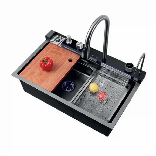 Мойка Zerix ZH7546-SET-02 DECOR NANO-BLACK с вмонтированным смесителем