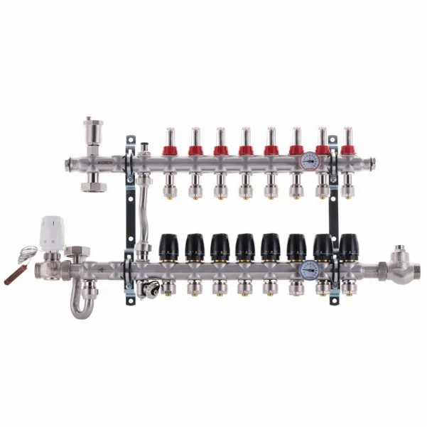 Колектор зі змішувальним вузлом Koer KR.S1011 Ø 1"×3/4" EK - 8 контурів