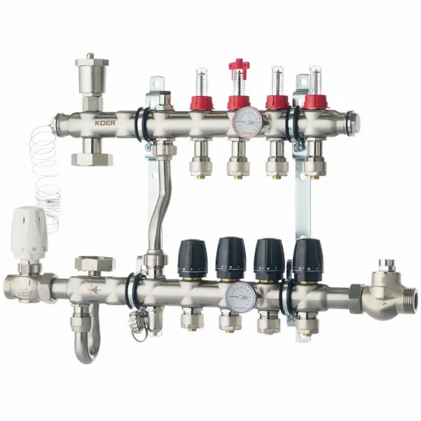 Колектор зі змішувальним вузлом Koer KR.S1011 Ø 1"×3/4" EK - 4 контури