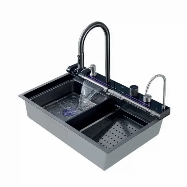 Мойка Zerix ZH7546-SET-04 DECOR Nano-Black с вмонтированным смесителем из нерж. стали
